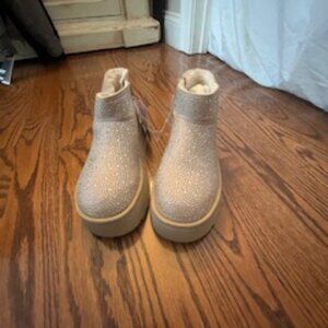 Booties- Sparkly Booties -Faux Sherpa Lined -| 1” Sole